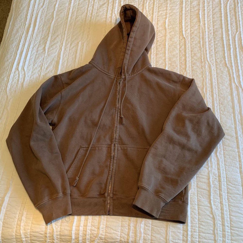 brandy melville brown zip up sweatshirt